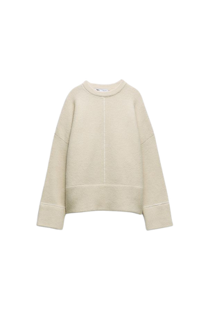 KNIT SWEATER WITH PIPING - Stone | ZARA United States