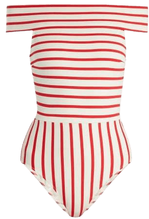 The Vera Off The Shoulder Swimsuit - Womens - Red Stripe