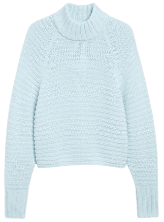 Knit sweater with high neck - Ice blue - Jumpers - Monki WW
