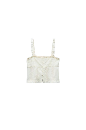 EMBROIDERED RUFFLED TOP - Oyster-white | ZARA United States
