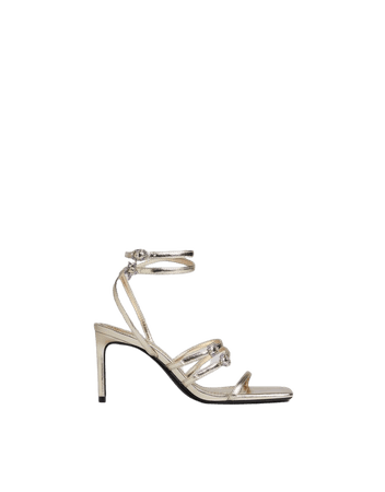 Metallic embellished high-heeled sandals - View all - Woman | Bershka