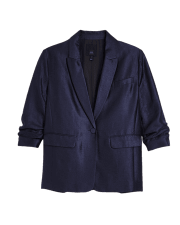 Navy metallic oversize blazer | River Island