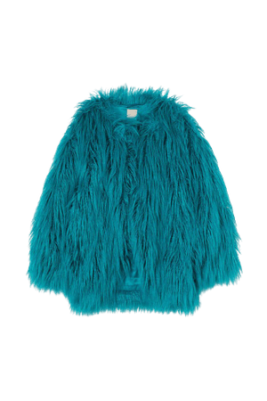 Faux Fur Jacket - Turquoise
