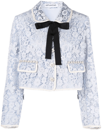 Self-Portrait lace embroidered fitted jacket