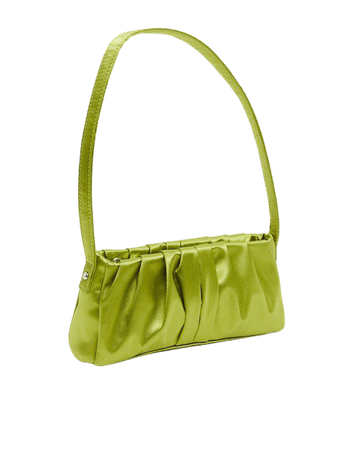ASOS DESIGN ruched 70s shoulder bag in olive green satin | ASOS
