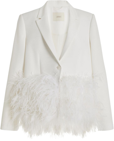 Feather-Trimmed Crepe Blazer Jacket By Lapointe | Moda Operandi