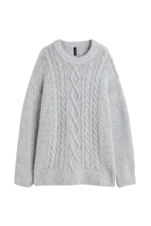 Oversized Cable-knit Sweater - Light gray - Ladies | H&M US