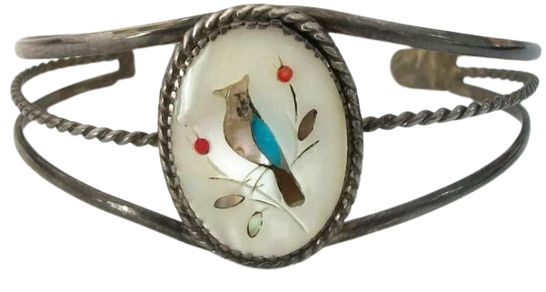 Vintage Zuni Cuff Bracelet Sterling Silver Mother of Pearl | Etsy