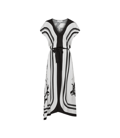Heidi Black/White Scarf Print Midi Dress – REISS