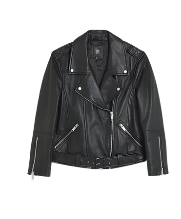 Black RI Studio leather oversized jacket | River Island