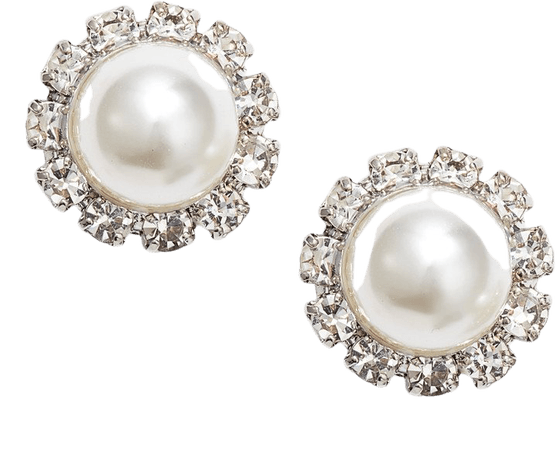 Crystal & Imitation Pearl Halo Stud Earrings