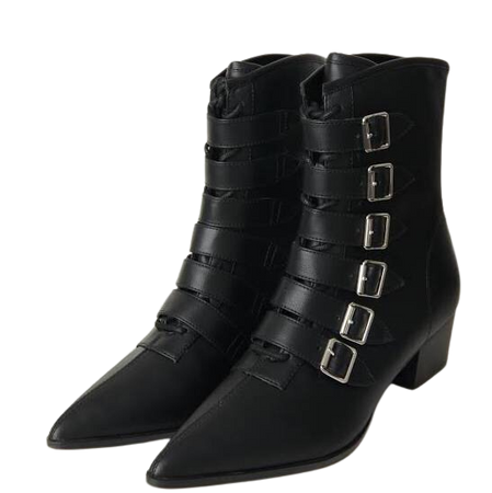 black buckled booties boots