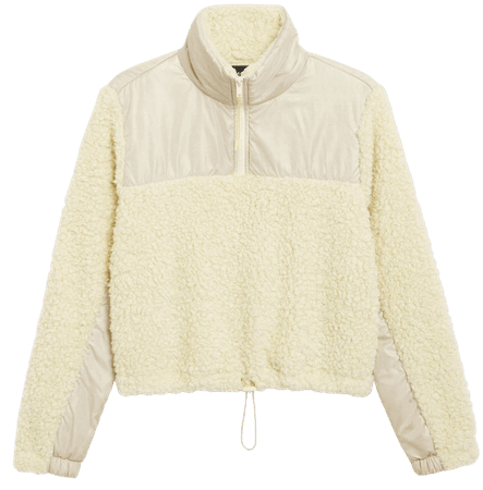 Super soft zip-up sweater - Cream - Faux fleece - Monki WW