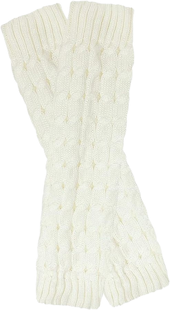 Wrapables Women's Cable Knit Leg Warmers, Cream at Amazon Women’s Clothing store