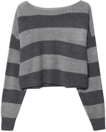 Striped knit jumper - off-shoulder- slouchy- cropped