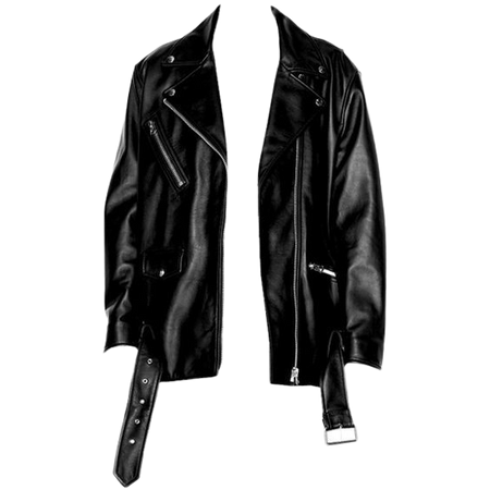 *clipped by @luci-her* Black Leather Biker Jacket