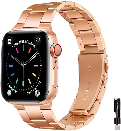 Amazon.com: Steel Band Compatible with Apple Watch Bands 38mm 40mm, Business & Leisure Upgraded Stainless Steel Metal Solid Replacement Strap for iWatch Series 6/5/4/3/2/1 & SE Men and Women - Rose Gold: Clothing
