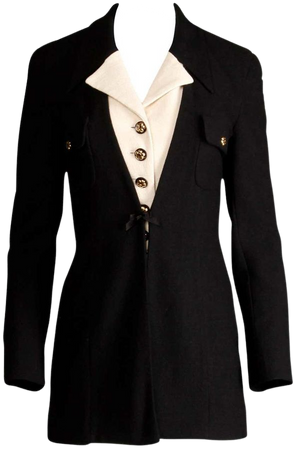 1990s Gemma Kahng Vintage Black + White Wool Tuxedo Blazer Jacket For Sale at 1stDibs