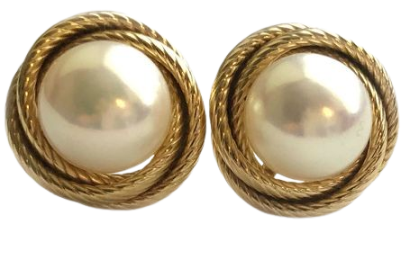 vintage pearl gold earrings