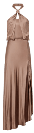 Lorena Mink Halterneck Satin Midi Dress – REISS