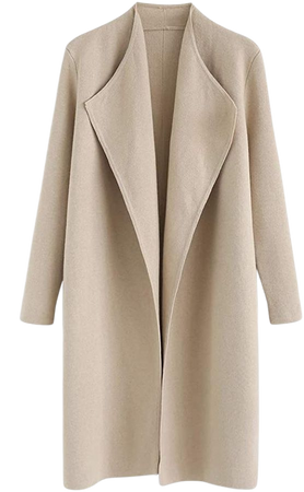 CHICWISH Women's Classy Light Tan/Black Open Front Knit Coat Cardigan at Amazon Women’s Clothing store