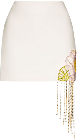 AREA Crystal Flower Hem Mini Skirt - Farfetch