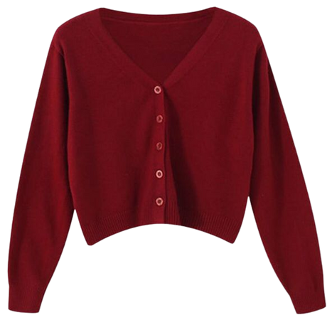 red cardigan sweater