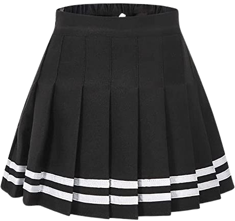 Amazon.com: Girl`s Plaid Check Flat Pleated Skirts School Sailor Suit White Stripes (L,Black): Clothing