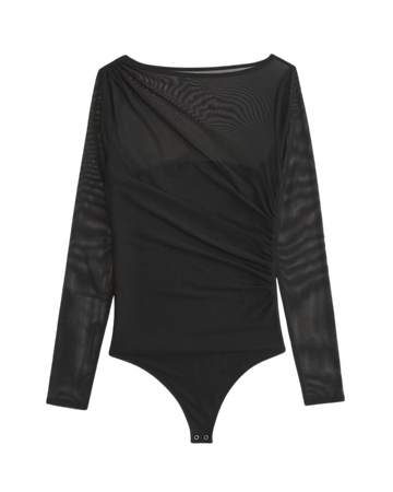 Women's Long-Sleeve Draped Mesh Bodysuit | Women's New Arrivals | Abercrombie.com