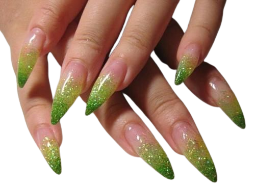 glittery green nails