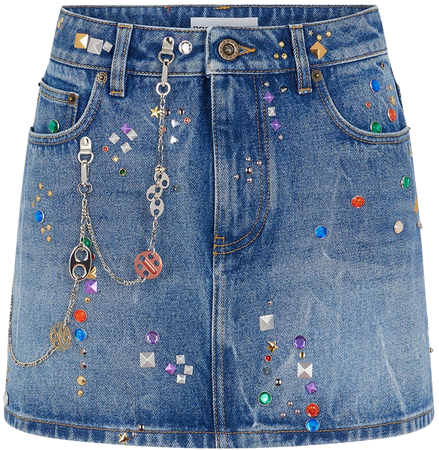 Embellished Denim Mini Skirt By Paco Rabanne | Moda Operandi