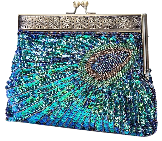 UBORSE Beaded Sequin Peacock Blue Evening Clutch Bags Party Wedding Purse: Handbags: Amazon.com