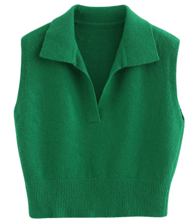 Collared V-Neck Knit Vest in Green - Retro, Indie and Unique Fashion