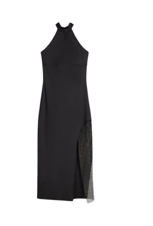 Halterneck midi dress with rhinestone detail - New - Women | Bershka