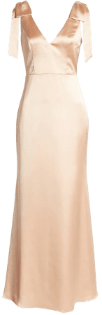 Lulus Shining Glory Satin Tie Shoulder Gown | Nordstrom