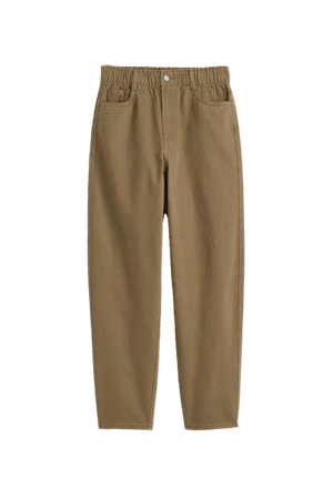 High Waist Twill Pants - Khaki green - Ladies | H&M US
