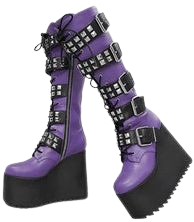 Purple Platform Wedge Boots Punk Rock Alt Studded Footwear | Kawaii Babe