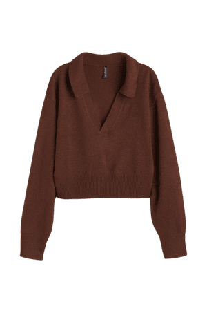 Collared Sweater - Dark brown - Ladies | H&M US