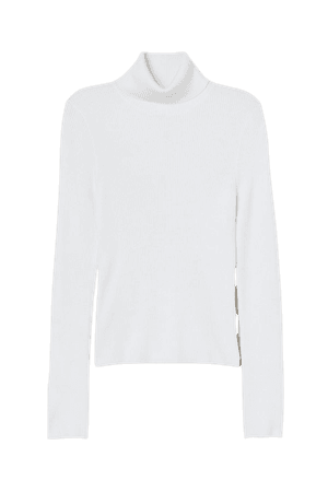 Rib-knit Turtleneck Sweater - White - Ladies | H&M CA