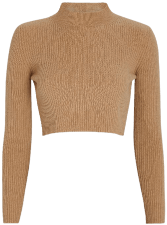 ANDAMANE Andamane Enny Cropped Wool-cashmere Sweater In Beige