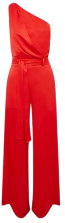 Reiss Red Eliza Off-The-Shoulder Jumpsuit | REISS USA