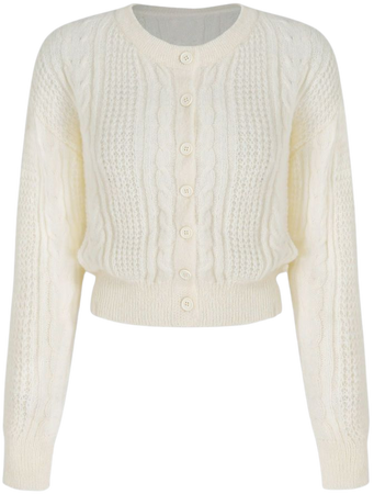 Solid Cable Knit Knitted Cardigan - Cider