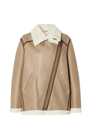 Azare Leather-trimmed Shearling Jacket - Beige