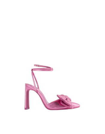 Shiny high-heel shoes with ankle strap and bow - Shoes - Women | Bershka