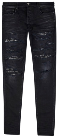 amiri bandana thrash antique black jeans