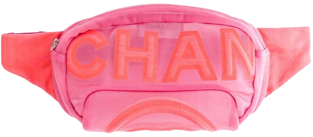 Chanel Logo Magenta Neon Pink Nylon Mesh CC Waist Fanny Pack Belt Bag For Sale at 1stDibs