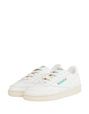 Reebok Classic Club C Vintage Sneakers In Chalk With Green | ASOS