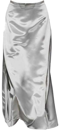 grey silk midi skirt