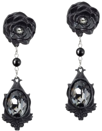 Alchemy Gothic Dark Desires Black Rose Earrings
