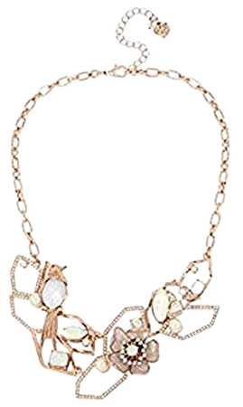 Betsey Johnson Bird & Flower Frontal Necklace, White, One Size: Clothing